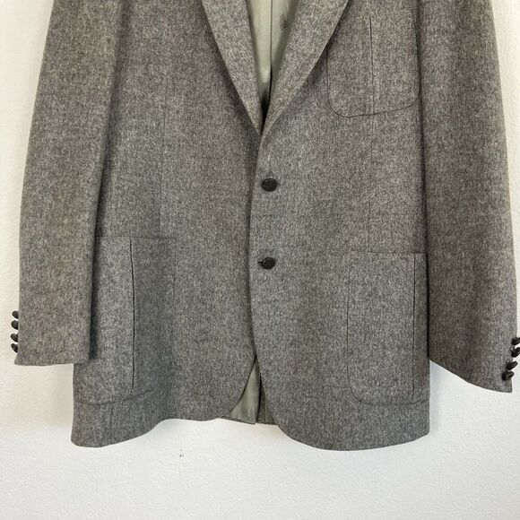 Vintage LANVIN Mens Grey CAMEL HAIR Classic Fit Sport Coat Blazer Jacket Size 48 - Picture 6 of 13